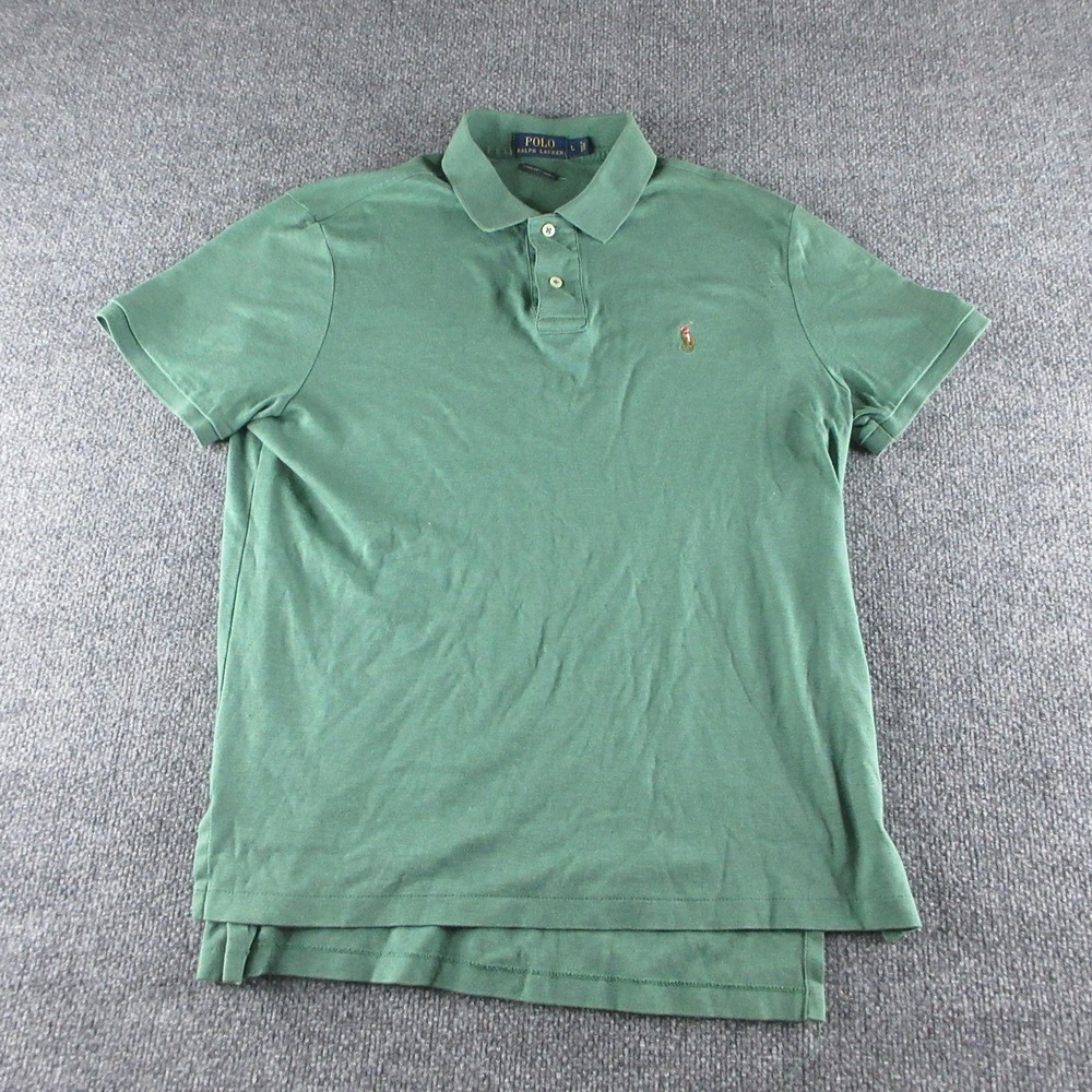 Polo Ralph Lauren Polo Shirt Mens L Green Short Sleeve Pima Soft Touch Logo